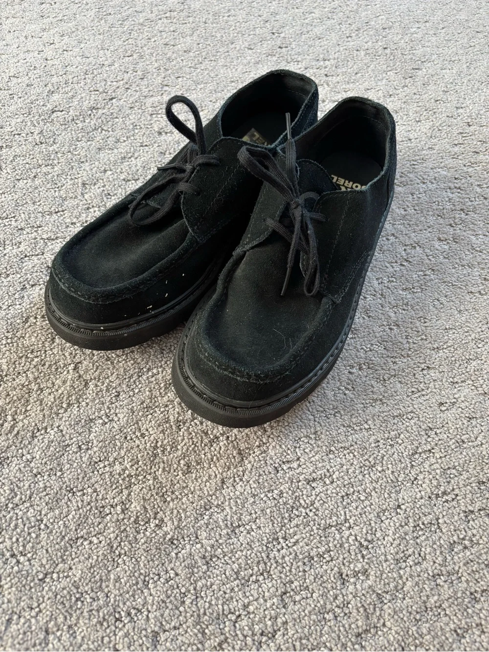 Sorel Black Suede Lace-Up Slip-On Loafers